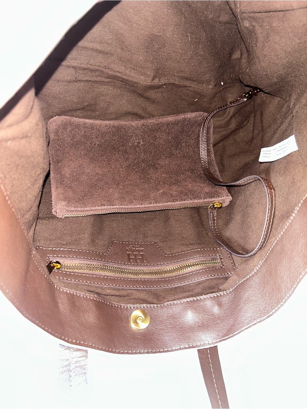 Haute Hippie Suede Leather Tote Shoulder Bag & Wallet in Dark Chocolate Brown - Picture 13 of 16